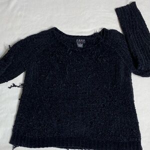 Poof! Black Crew Neck Sweater with Cozy Texture